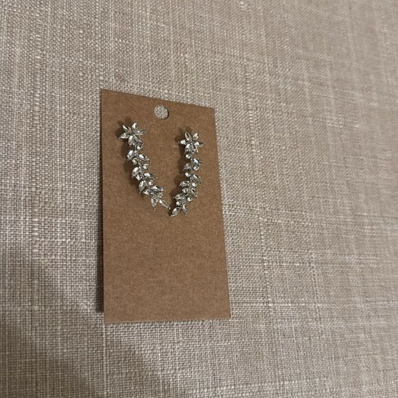 Elegant Silver Floral Earrings M363 - Picture 2 of 3